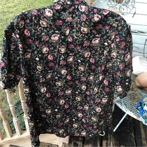 Hilo Hattie Floral Hawaiian Shirt XL USA Hawaii Aloha Cotton Black Pink Vintage